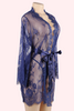 Debbie Navy Blue Eyelash Lace Plus Size Kimono Robe