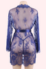 Debbie Navy Blue Eyelash Lace Plus Size Kimono Robe