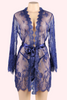 Debbie Navy Blue Eyelash Lace Kimono Robe