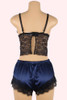 Mari Black Blue Plus Size Cami Shorts Pajama Set