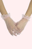 Baby Pink Sheer Tulle Short Gloves with Ruffle wrist opening worn