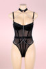 Lingerie Beatrice Black Mesh Chain Bodysuit Teddy with mesh panels