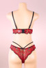 Ruby Red Lace Bra strappy cheeky Panty Lingerie Set  actual product picture on a mannequin backview 