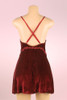 Plus size Vicky Maroon Velour Velvet Lingerie Sleepwear Nightdress with 2 front side slit trimmed with floral embroidery  actual product picture on a mannequin backview 