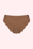 Brown Seamless panty Scallop Raw cut Edge  actual product picture on a laid flat front view 