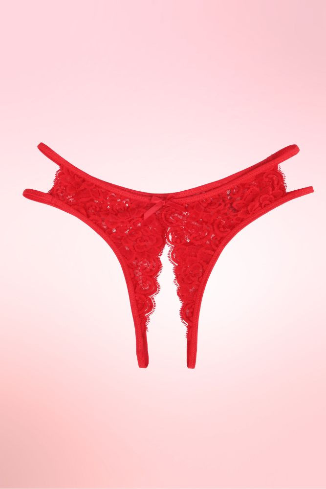 red crotchless panty.