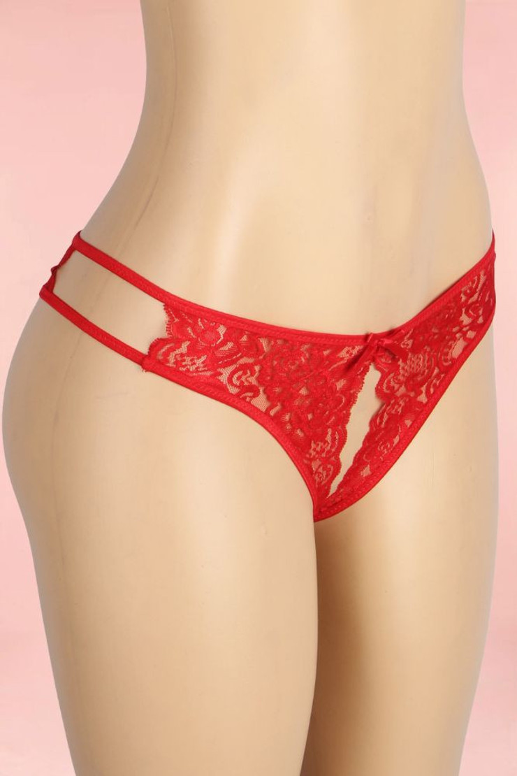 red plus size crotchless panty