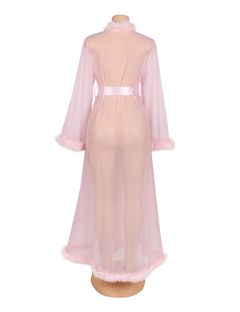 Ginger Pink Retro Faux Mink Long Robe