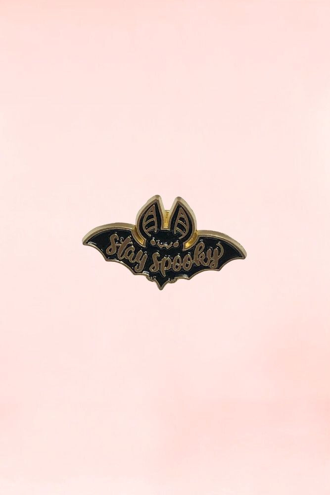 Stay Spooky Bat Enamel Pin Lapel Brooch