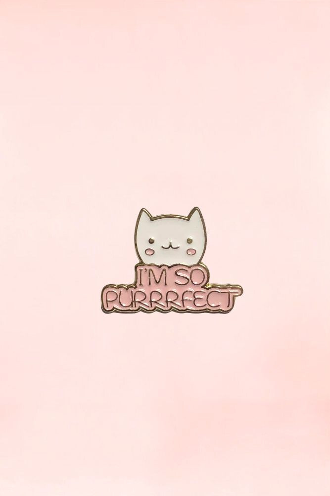 I’m so Purrfect Kawaii Cute Cat Enamel Pin Lapel Brooch