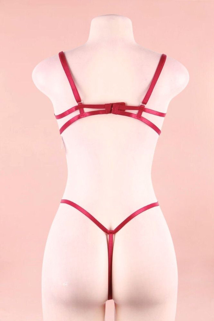 Nora red Cupless Plus Size Lingerie Bra Set