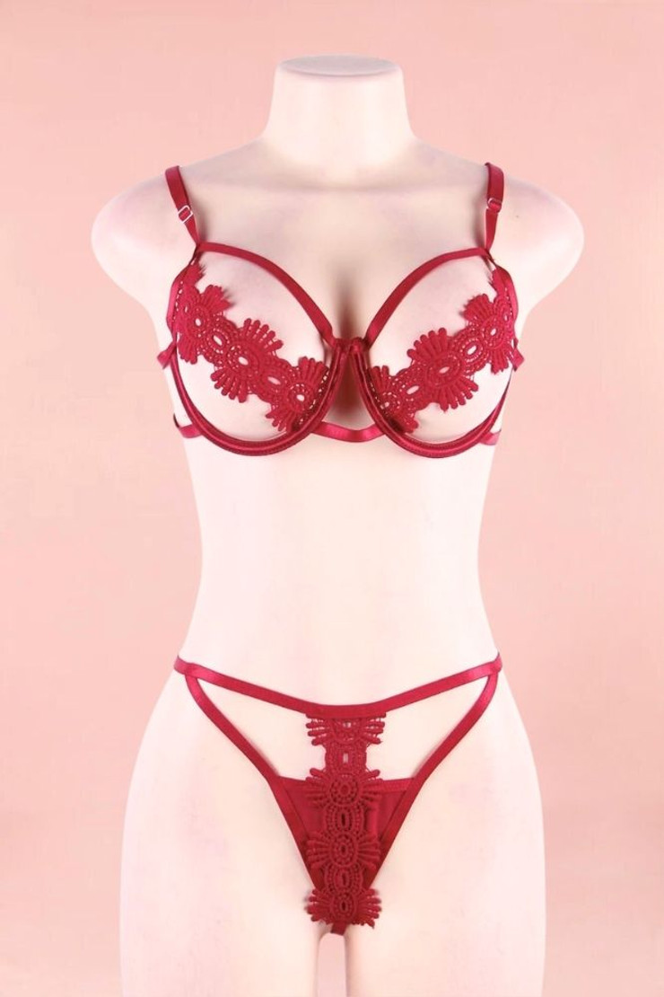 Nora red Cupless Plus Size Lingerie Bra Set