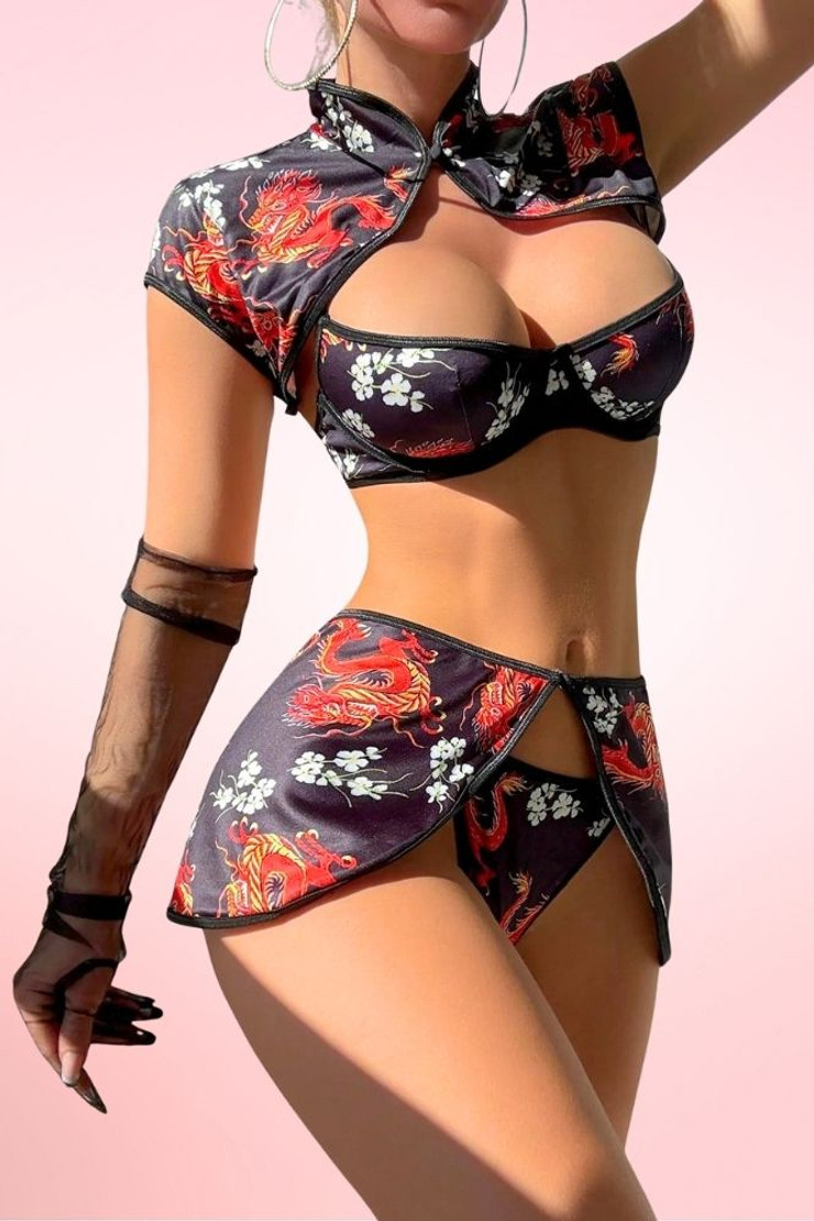 Divine Black Oriental Lingerie Set