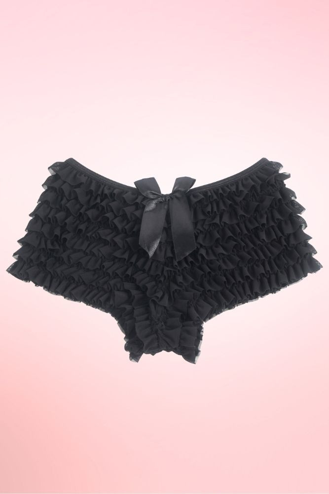 Black Retro Rumba Ruffle Boyshort Panty