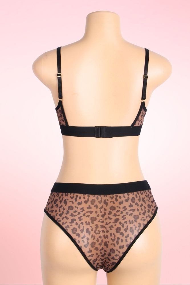 Zia Leopard Sheer Bra and Panty Set