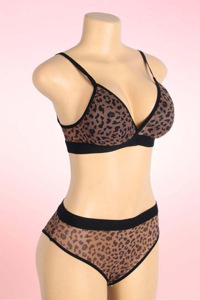 Zia Leopard Sheer Bra and Panty Set