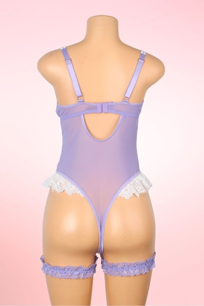 Claire Lavender Lace Garter Teddy