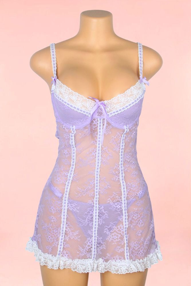 Jolene Lavender Lace Babydoll Nightdress