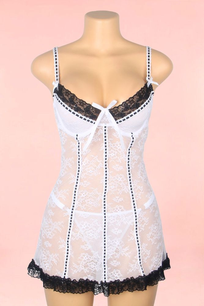 Jolene White Lace Babydoll Nightdress