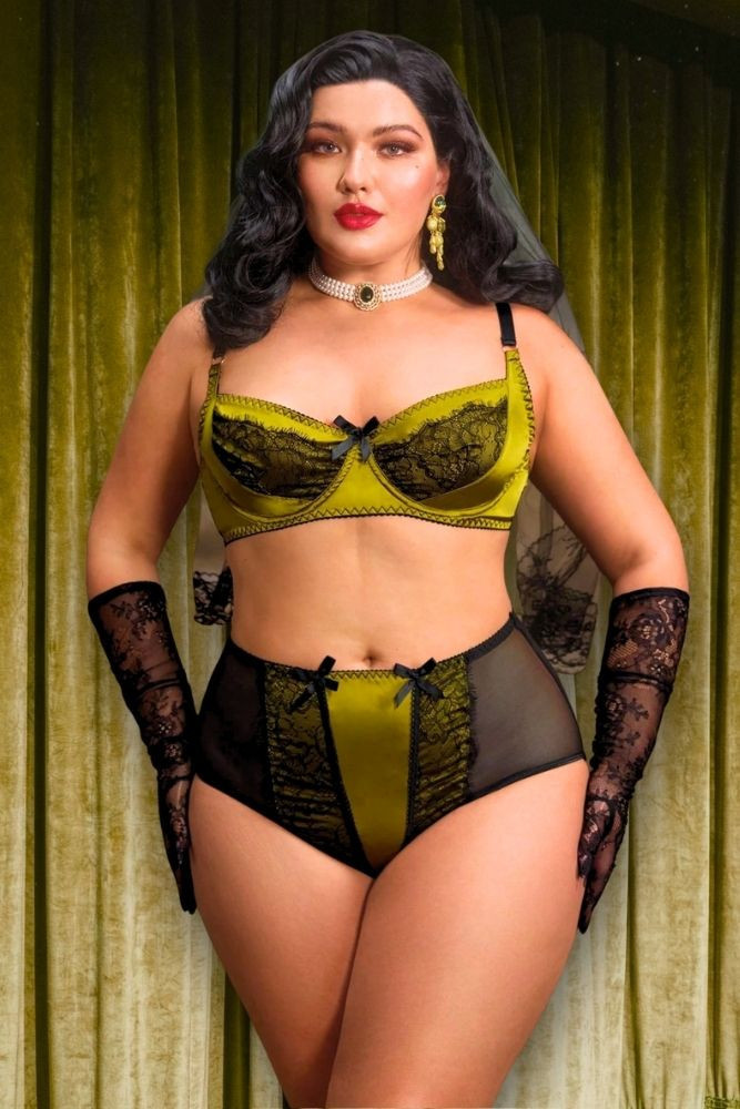 Roxy Plus Size Olive Bra and Panty Set.
