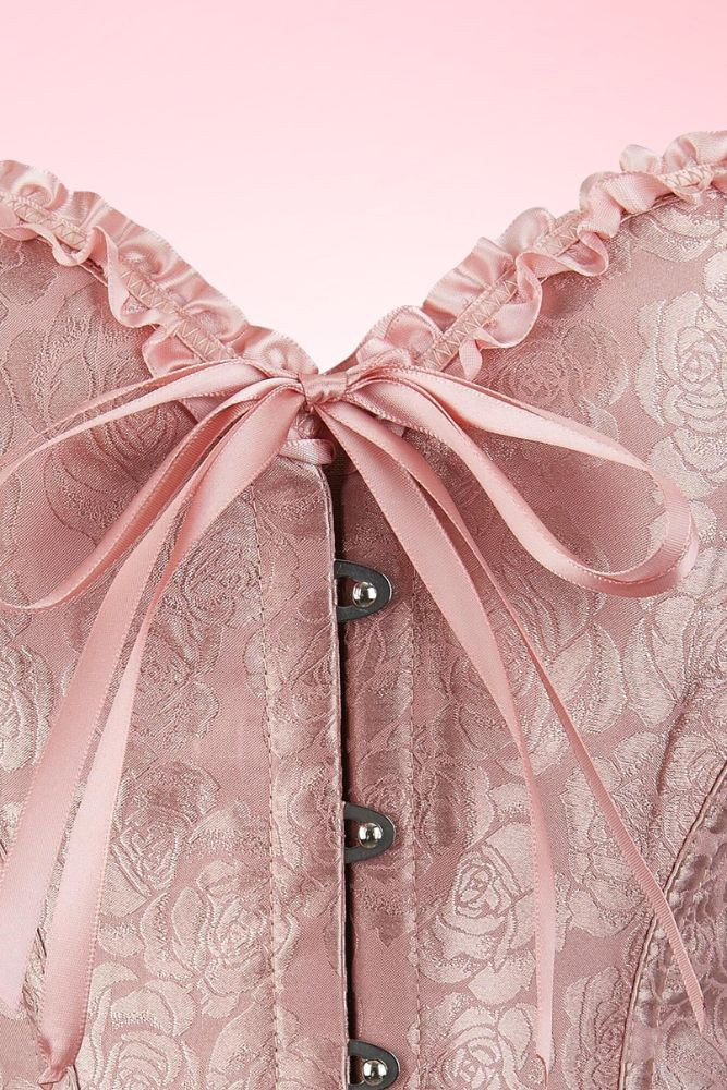 Peach Floral Brocade Corset Top