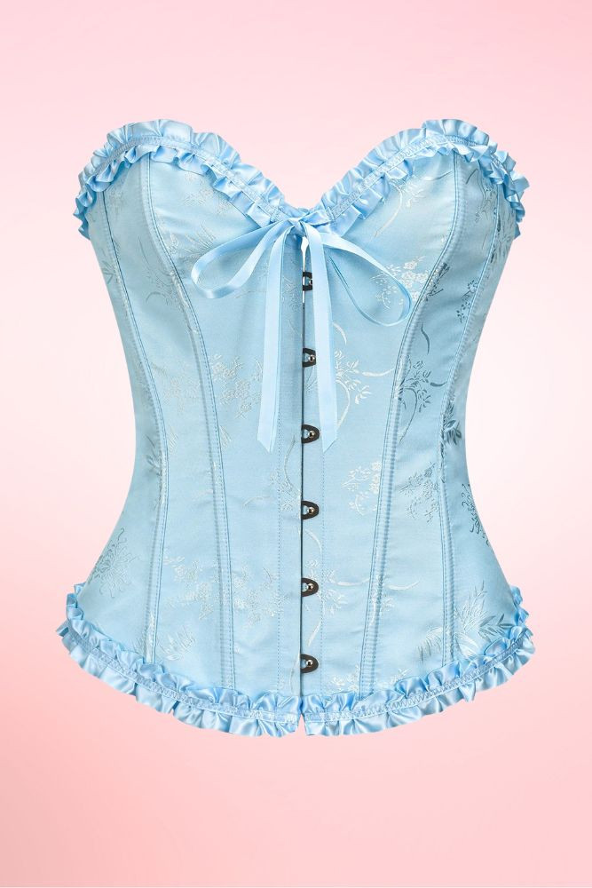 Pastel Blue Floral Brocade Corset Top