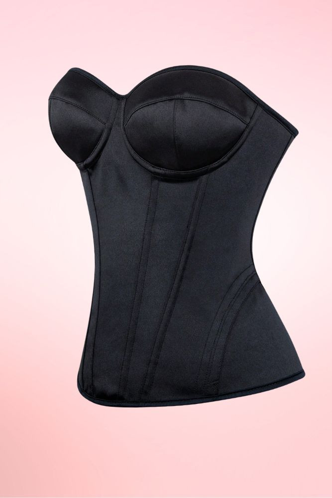 Black Satin Bustier Corset Top