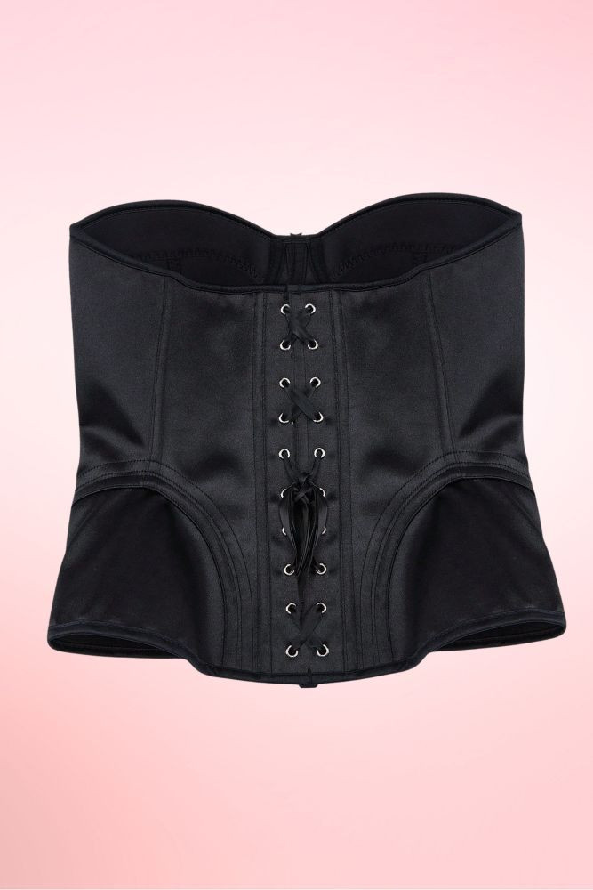 Black Satin Bustier Corset Top