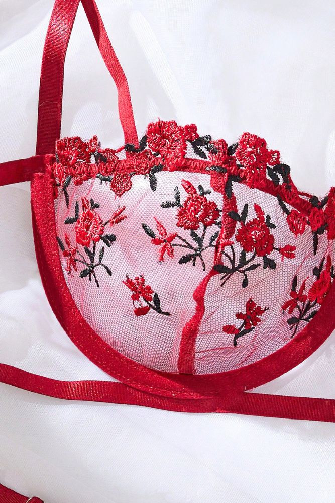 Rosie Red Floral Lingerie Set