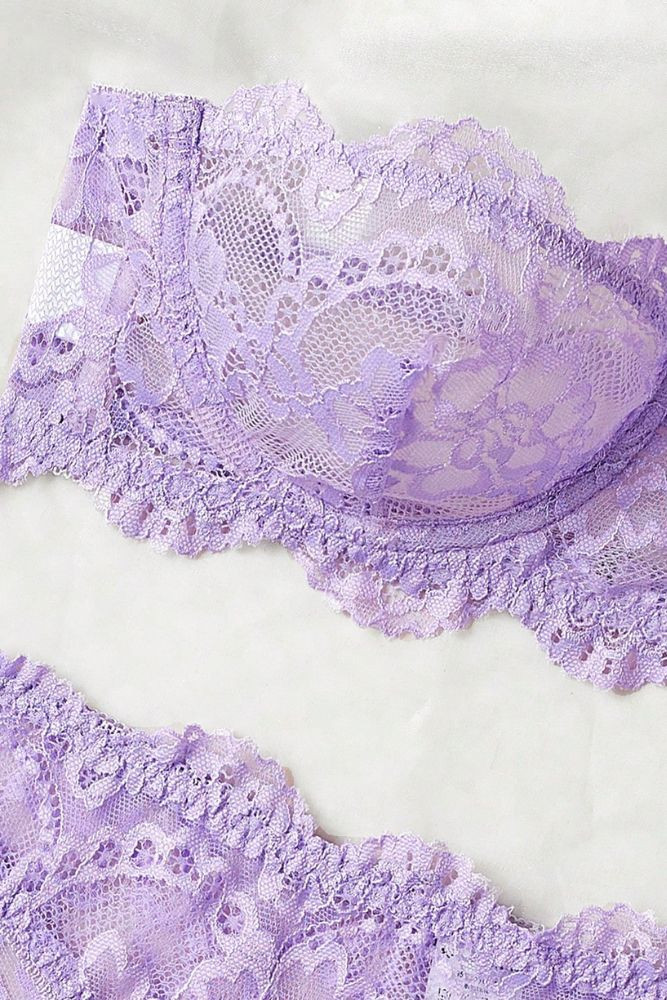 Tia Lavender Lace strapless Bra and Panty Lingerie Set