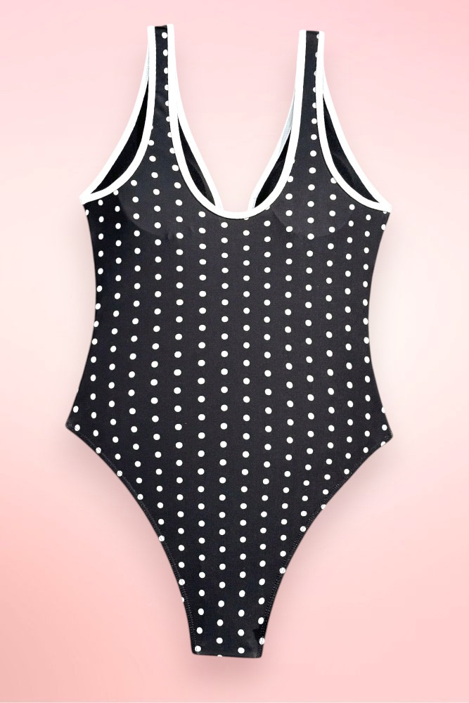 Corsica Black White Polkadot One Piece Swimsuit