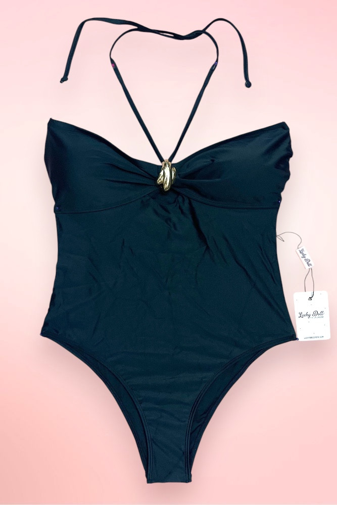 Ibiza Black Halter One Piece Swimsuit