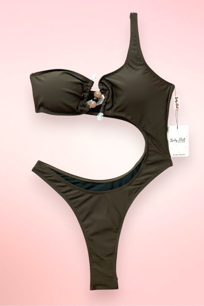 Hydra Brown Monokini One Piece Swimsuit
