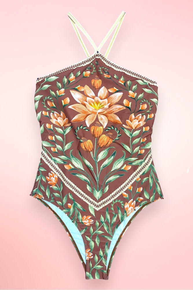 Caraive Brown One Piece Swimsuit