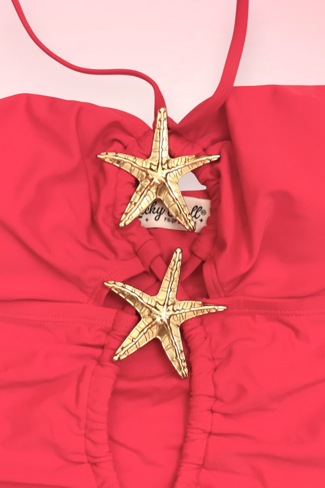 Dominca Red Starfish One Piece Swimsuit