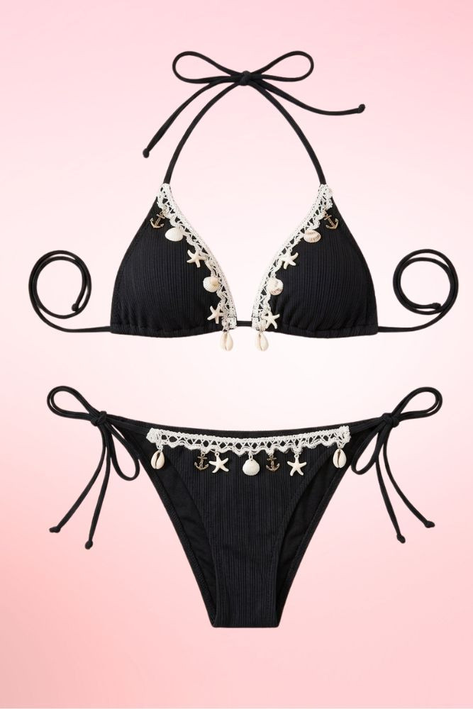 Black Shell two piece swimsuit.