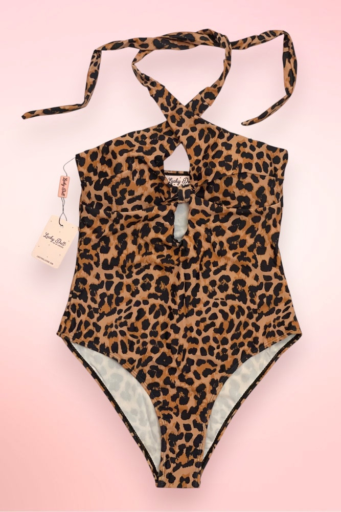 Maldives Leopard Halter One Piece Swimsuit