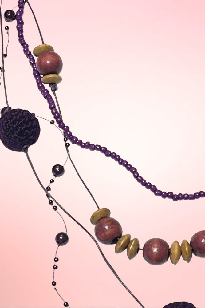 Cattleya Crochet Wooden Beaded Necklace