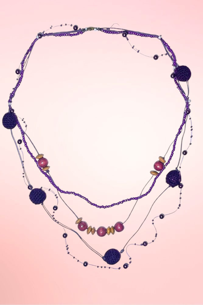 Purple Cattleya Crochet Necklace
