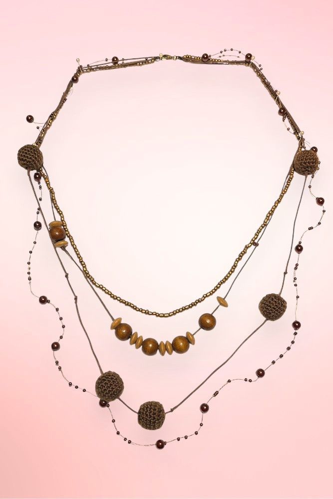 Brown Cattleya Crochet Necklace
