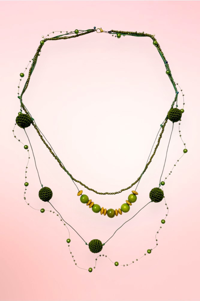Green Cattleya Crochet Necklace