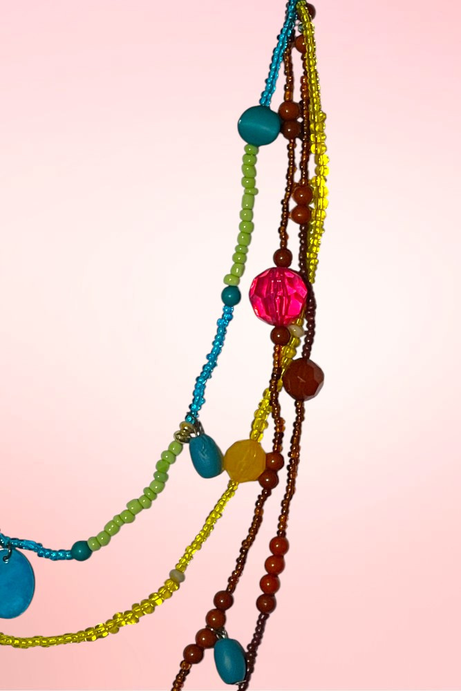 Fiesta Caravan Colorful Layered Bead Retro Boho Necklace