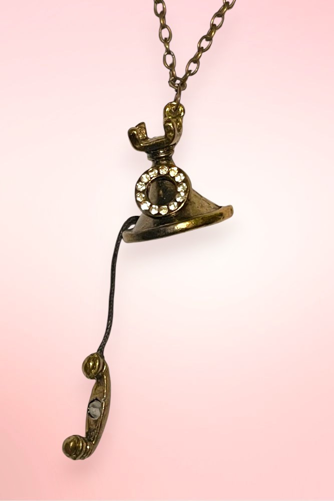 Retro Telephone Pendant Chain Vintage Necklace