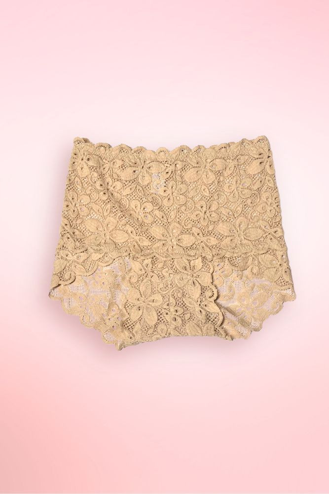 high waist beige lace panty.