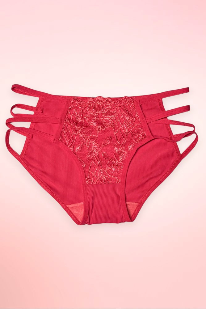 red strappy lace hipster panty.