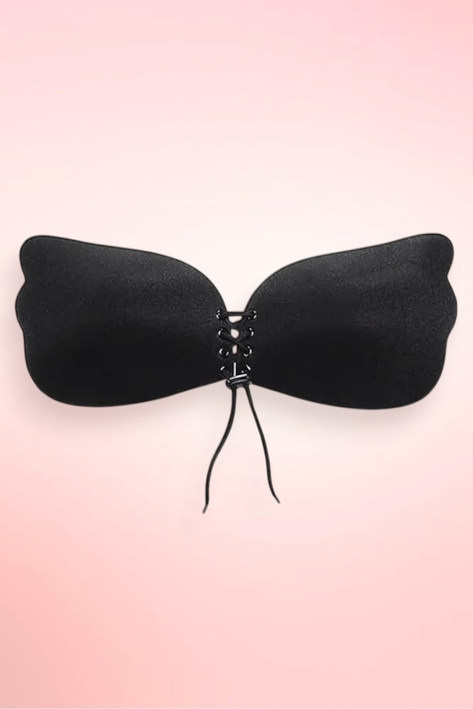 Drawstring Pushup Adhesive Cleavage Wing Bra