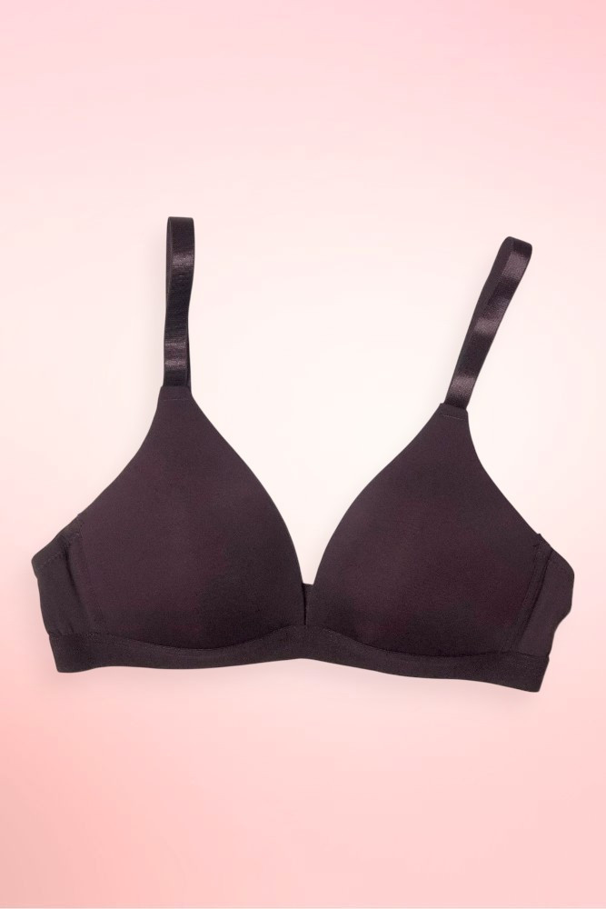 Brown seamless wireless triangle cup T-shirt bra.