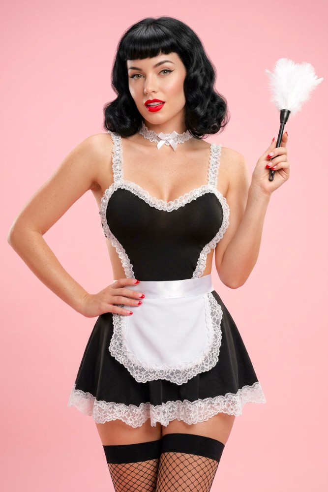 Sexy Retro French Maid Outfit Costume.