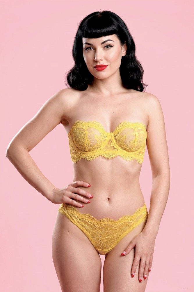 Tia Yellow Lace Balconette Bra and Panty Set