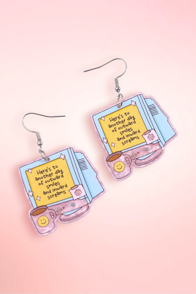 Retro Computer Statement Acrylic Earrings